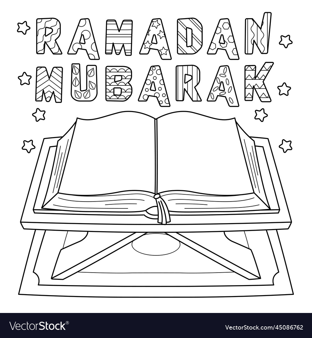 Ramadan quran coloring page for kids royalty free vector