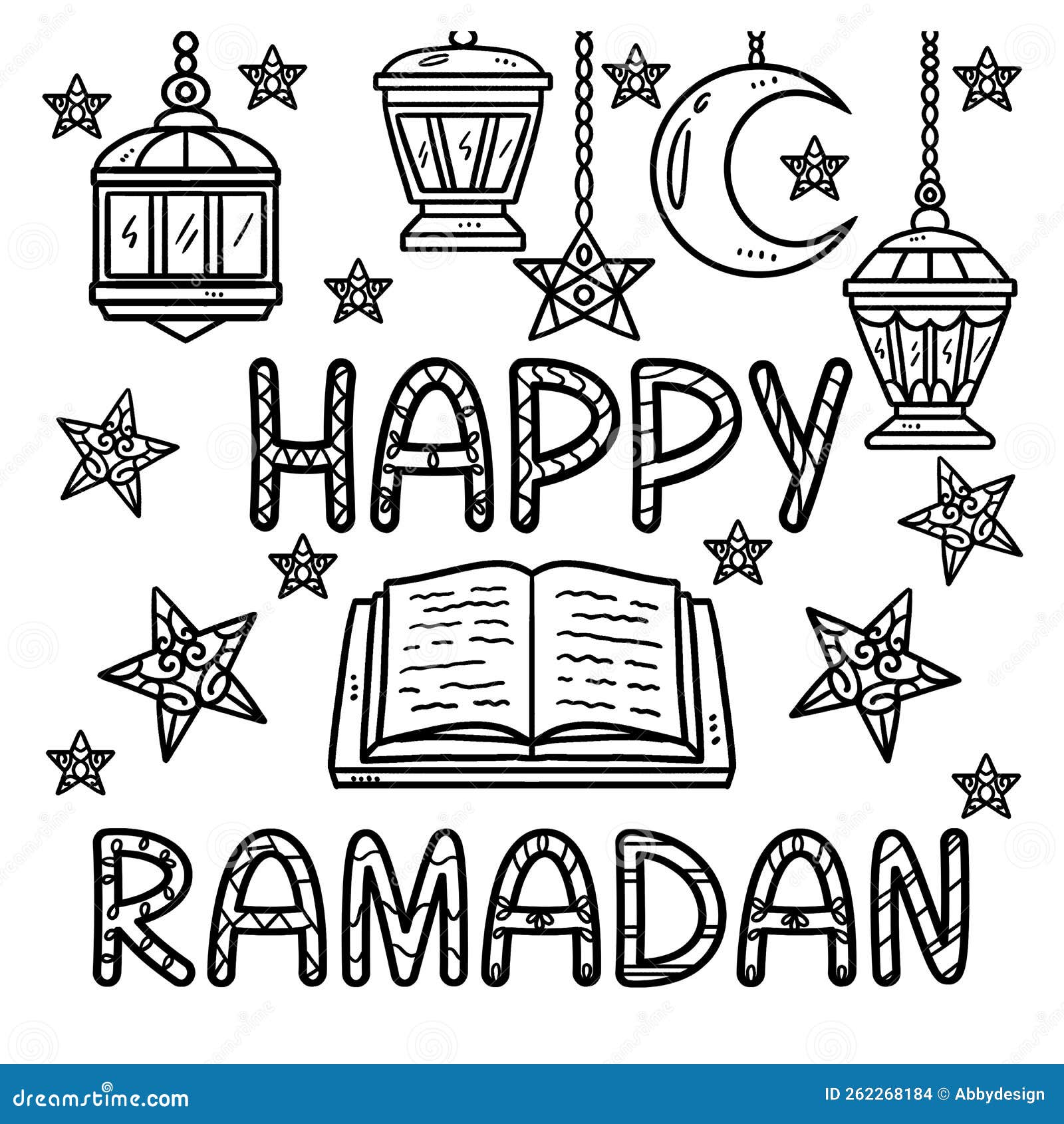 Happy ramadan coloring page for kids stock vector