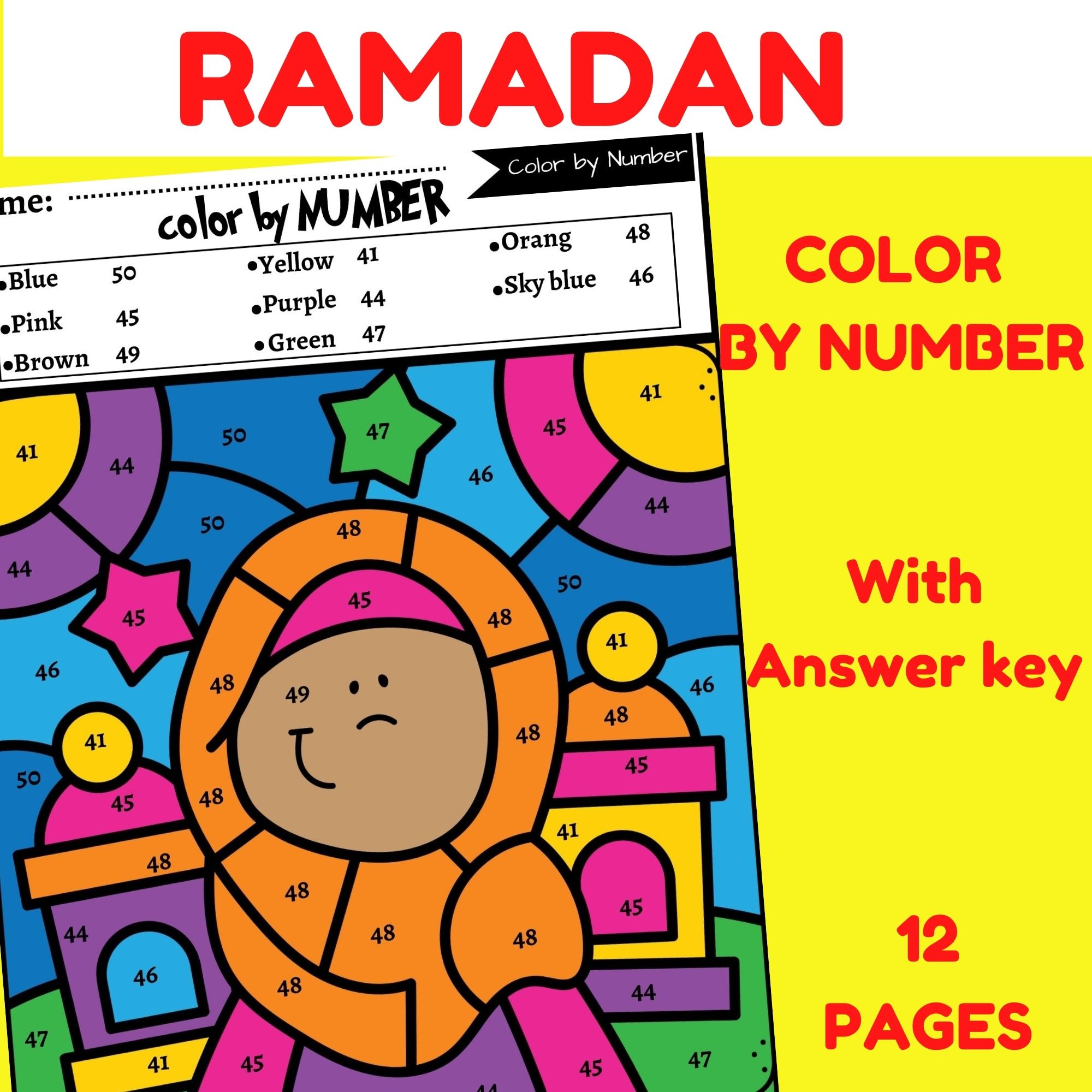 Ramadan color by number