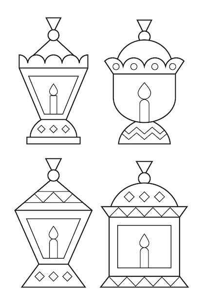 Premium vector ramadan lanterns colorg page ramadan lantern colorg pages ramadan crafts