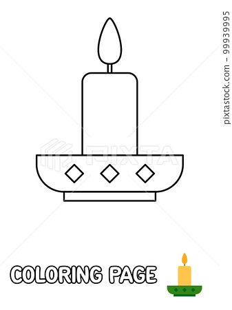 Coloring page with candle for kids