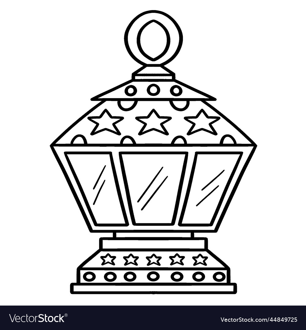 Ramadan lantern isolated coloring page for kids vector image