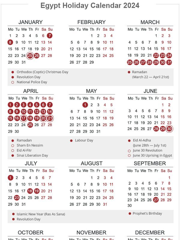 Egypt holidays a full list is here