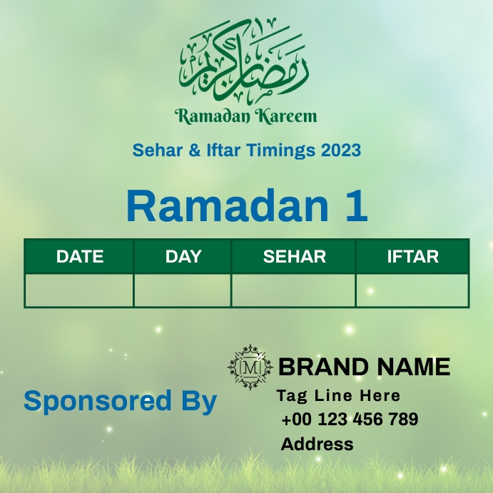 Ramadan calendar template design