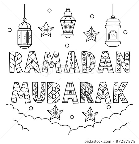 Ramadan mubarak coloring page for kids