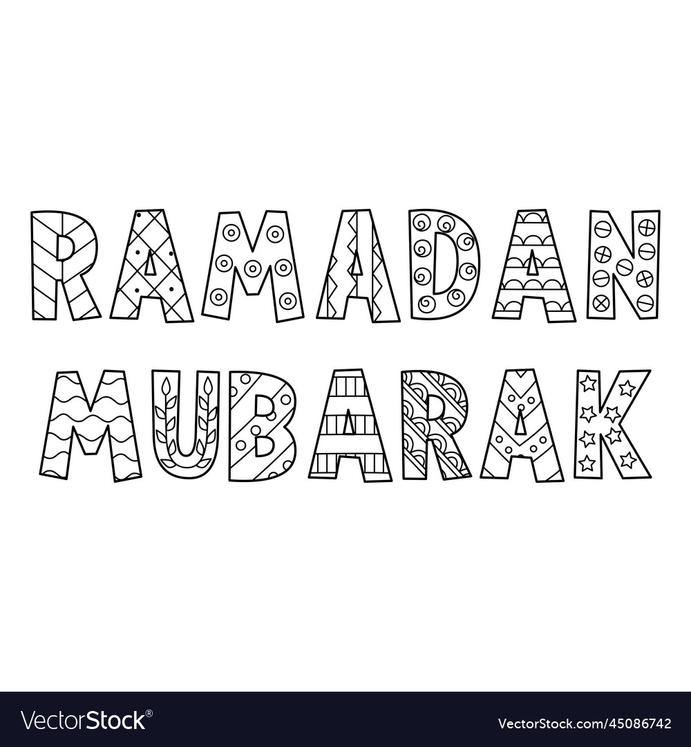 Ramadan mubarak isolated coloring page for kids vector image