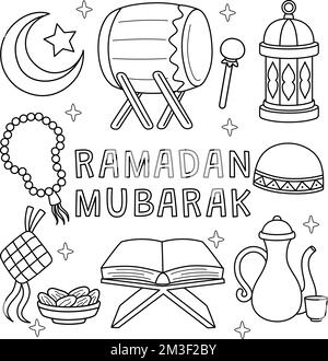 Ramadan mubarak coloring page for kids stock vector image art