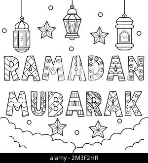 Ramadan mubarak coloring page for kids stock vector image art