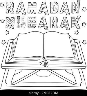 Coloring book page for kids ramadan kareem set sketch outline and color version childrens education vector illustration stock vector image art
