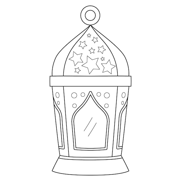Premium vector ramadan lantern isolated coloring page for kids