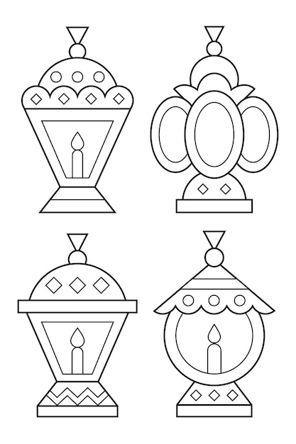 Premium vector ramadan lanterns coloring page