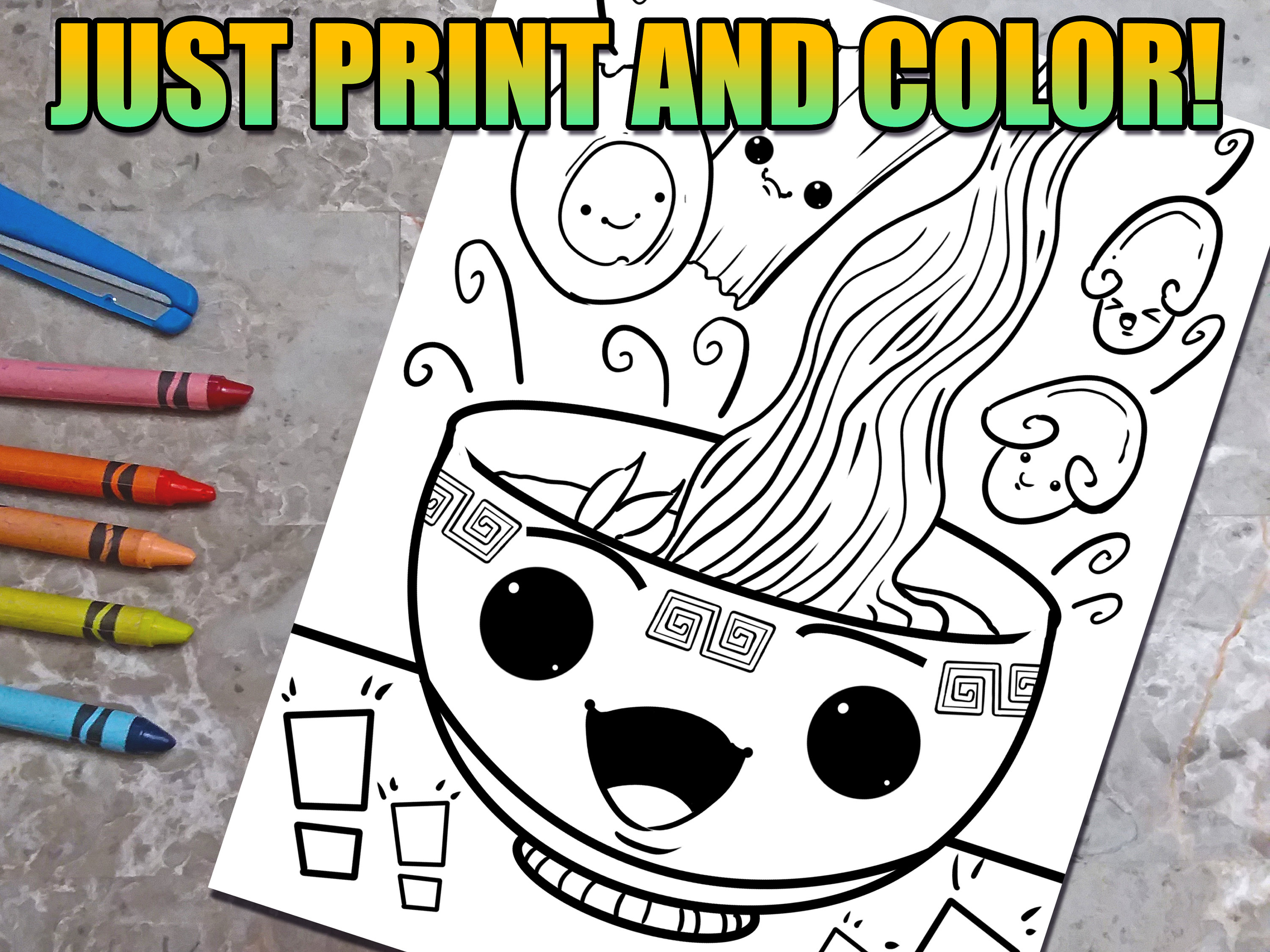 Cute kawaii ramen coloring book page download fun coloring pages for kids to color kids activities chibi japanese anime style svg