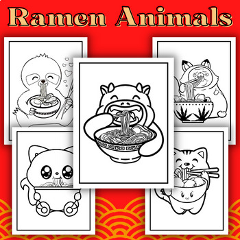 Cute ramen animals adorable coloring pages for foodie fun made by teachers