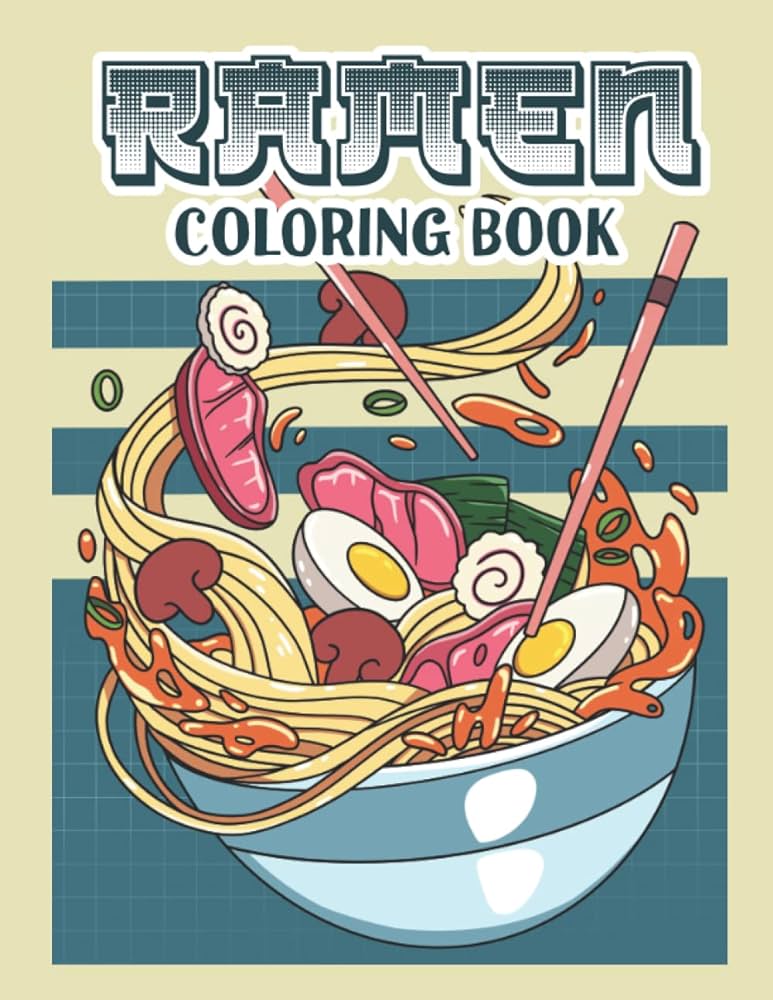 Ramen coloring book cute kawaii designs for ramen lover publishing wandering books