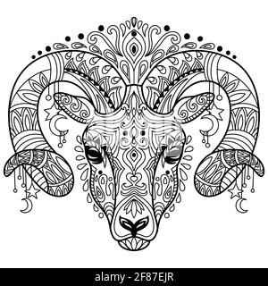 Cartoon coloring book ram design isolated on white background stock vector image art
