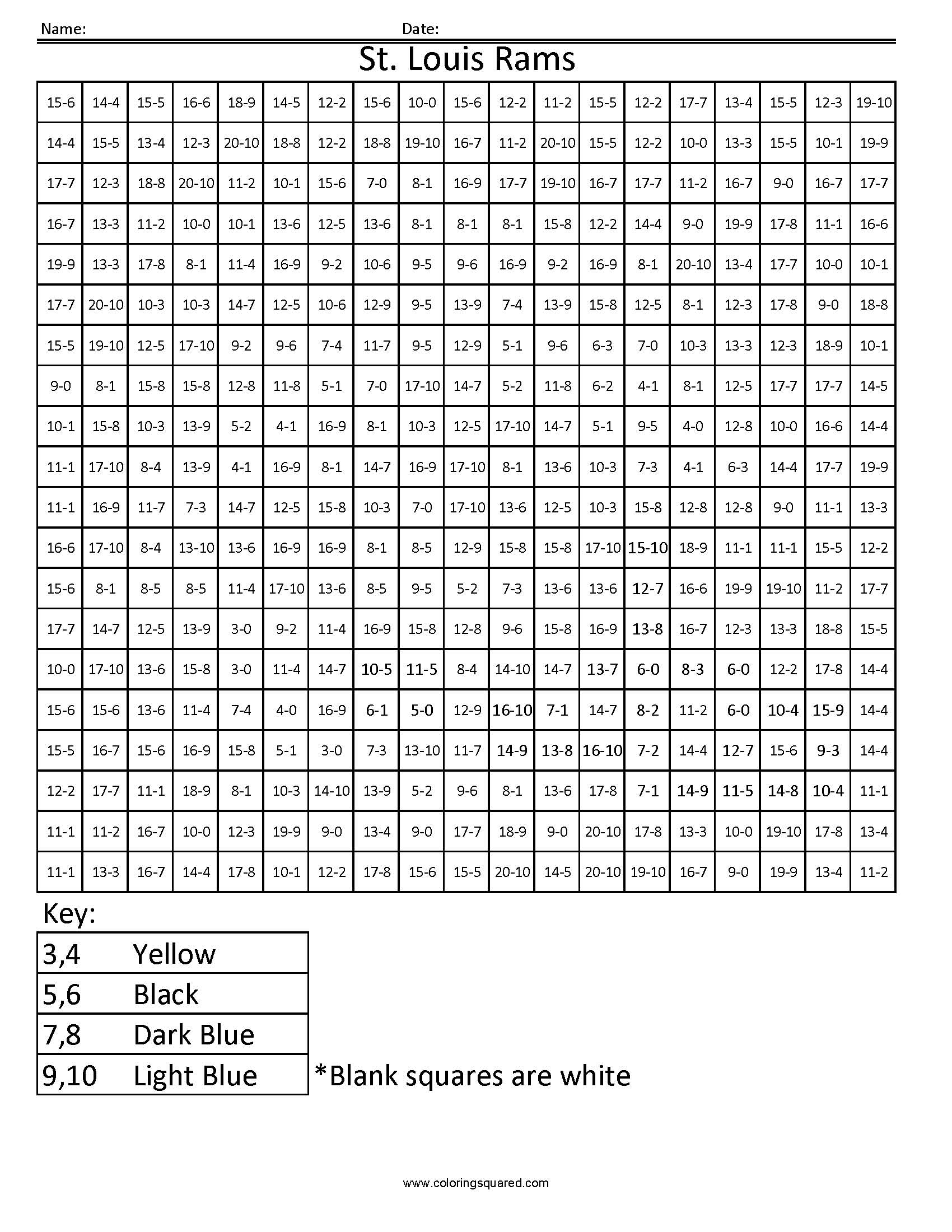 As st louis rams nfl nfc math coloring pages