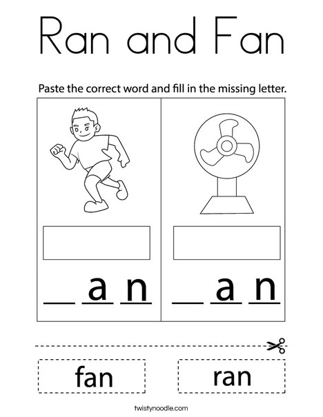 Ran and fan coloring page