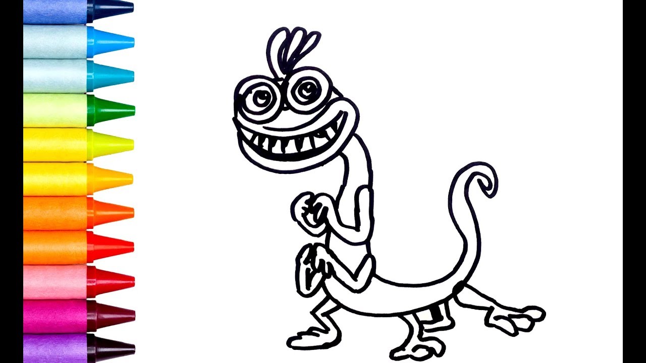How to draw randall from monsters inc with crayons