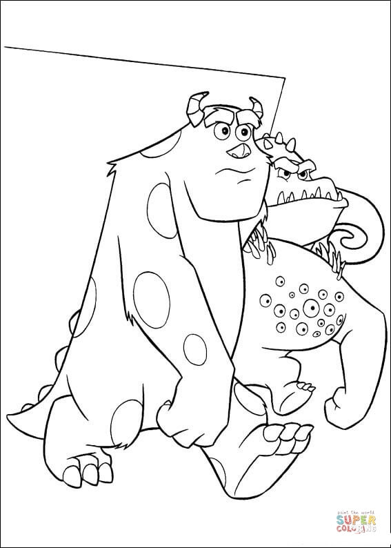Sulley will fight randall boggs coloring page free printable coloring pages