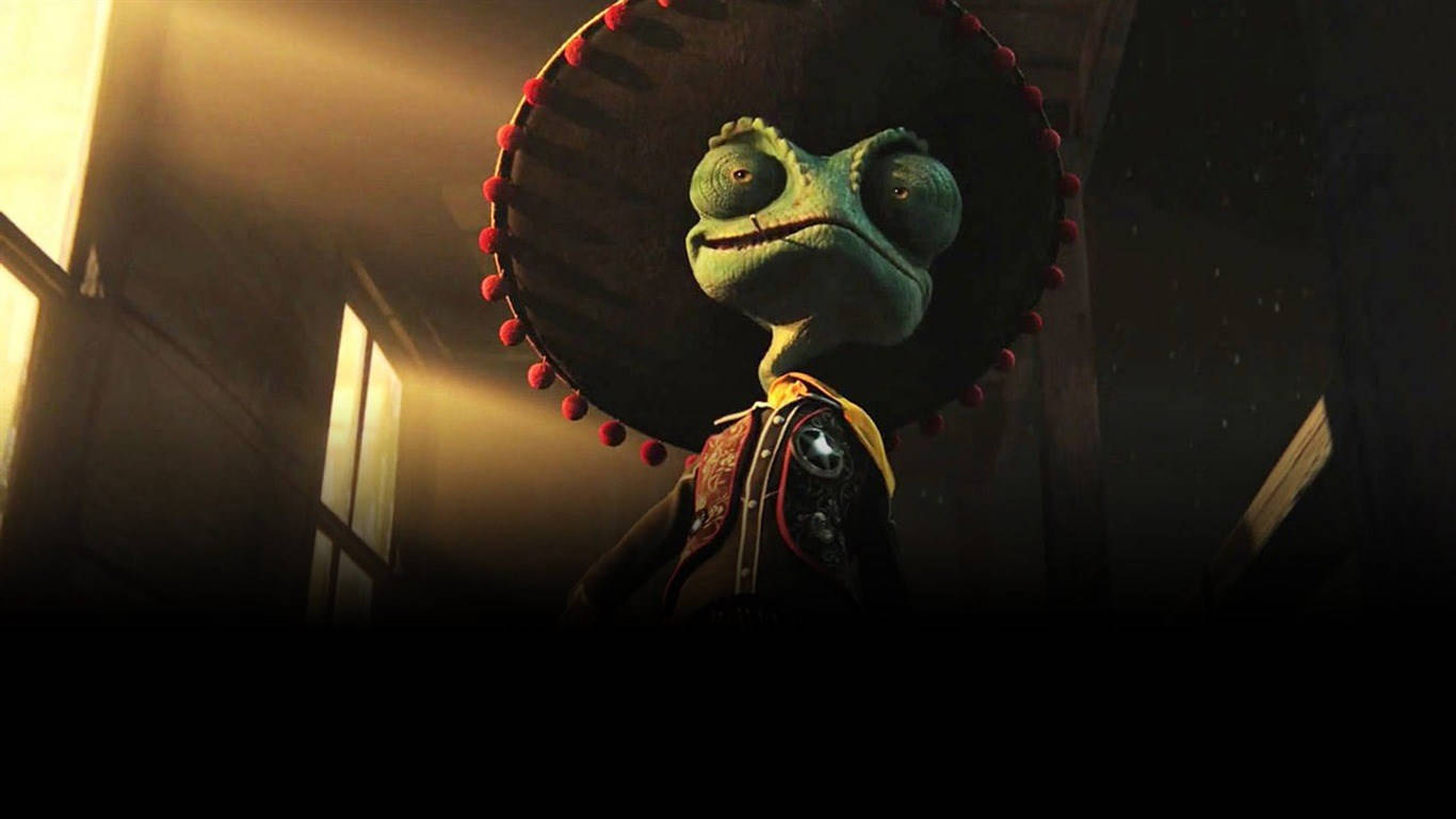 Download rango wearing cowboy hat wallpaper