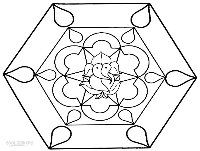 Printable rangoli coloring pages for kids