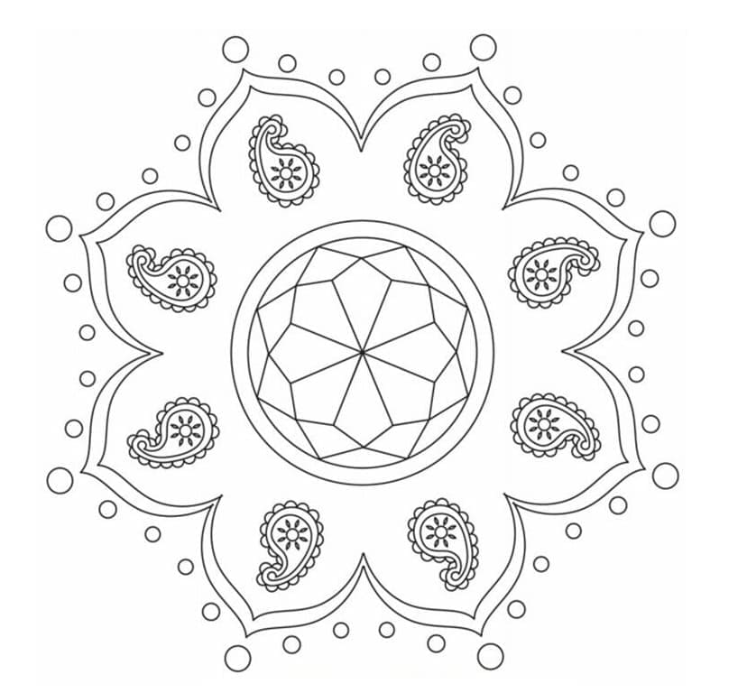 Perfect rangoli coloring page