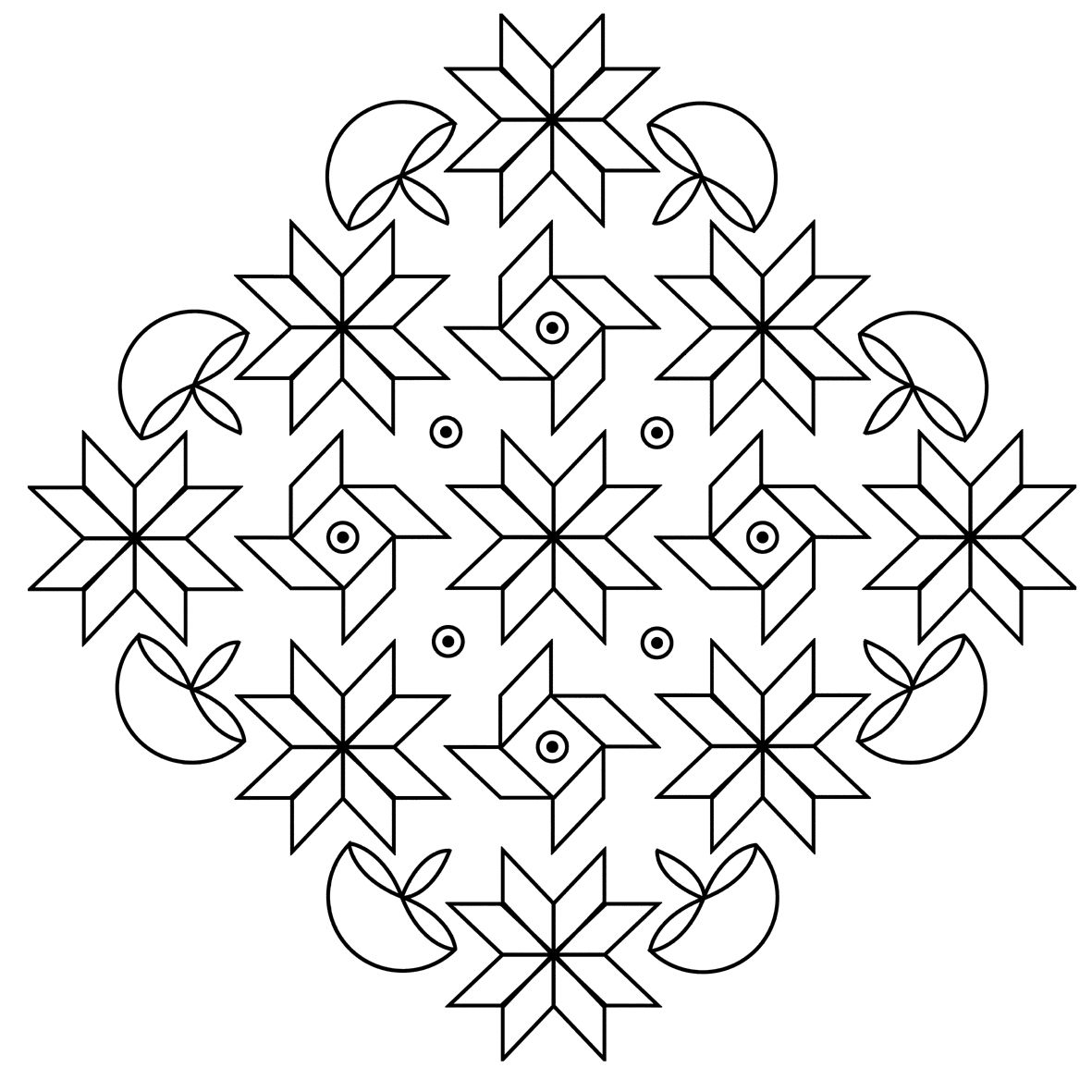 Free printable rangoli coloring pages for kids