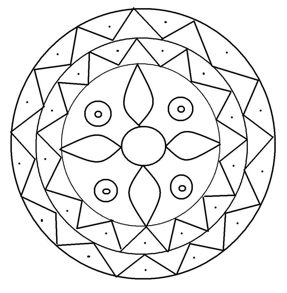 Rangoli design coloring printable page for kids