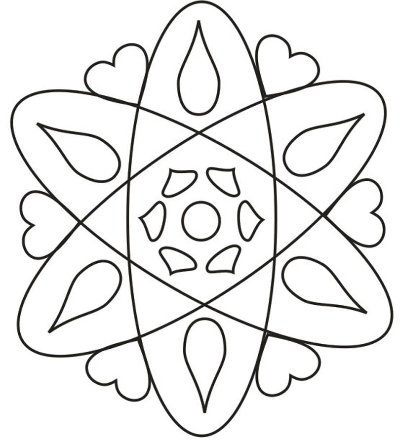 Rangoli design coloring printable page for kids