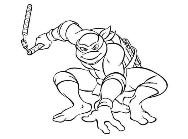 Mike landed and is ready to attack coloring page