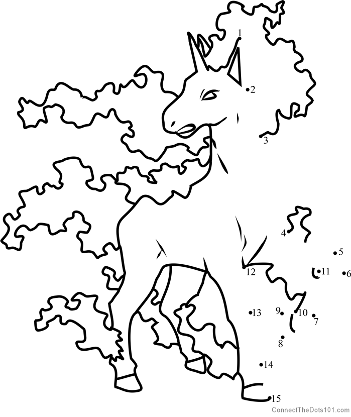 Pokemon rapidash dot to dot printable worksheet