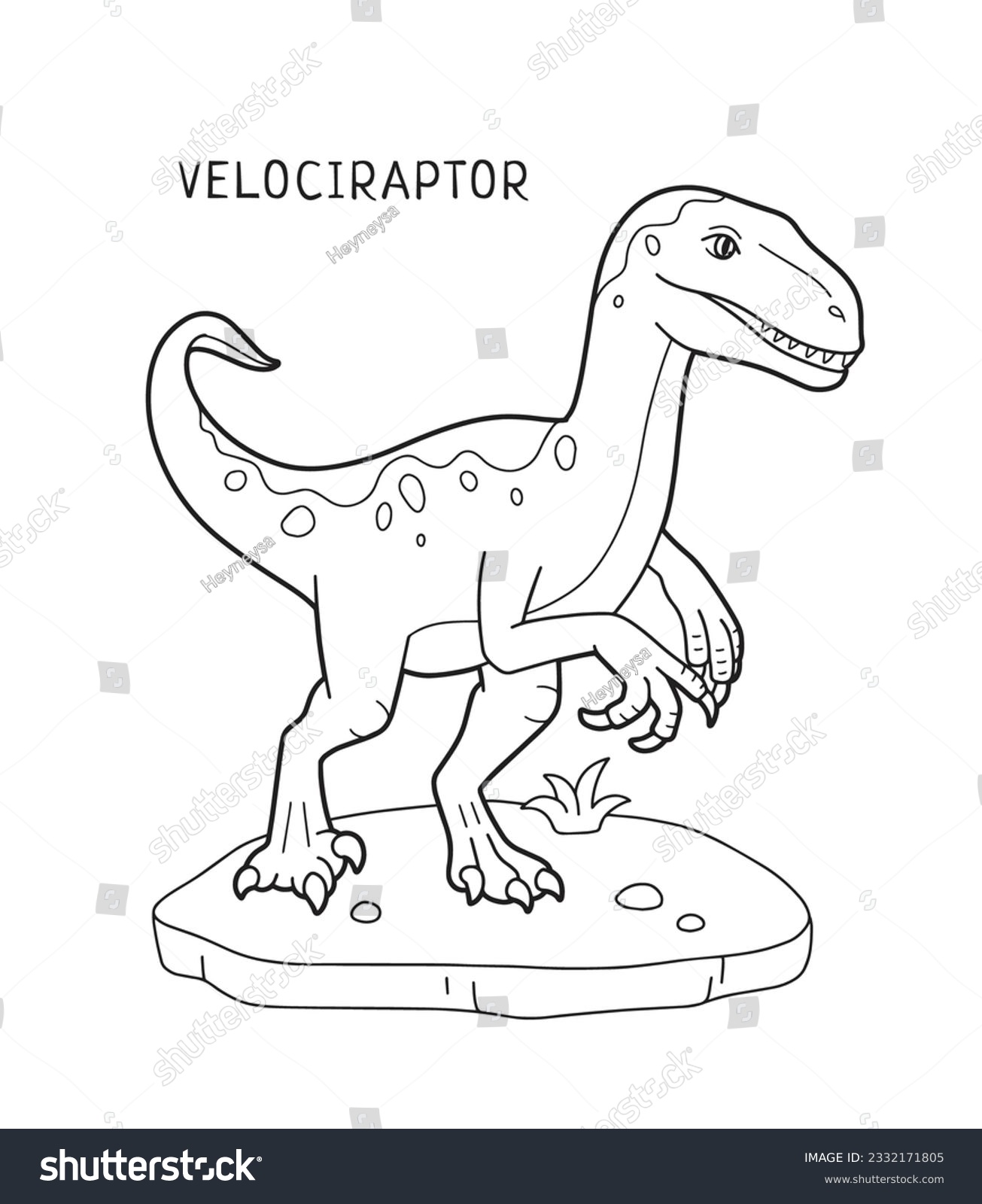 Velociraptor dinosaur coloring page kids stock vector royalty free