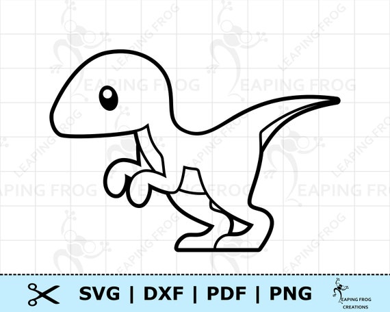 Cute baby dinosaur svg png dxf eps raptor digital download cricut silhouette cut files outline stencil coloring page