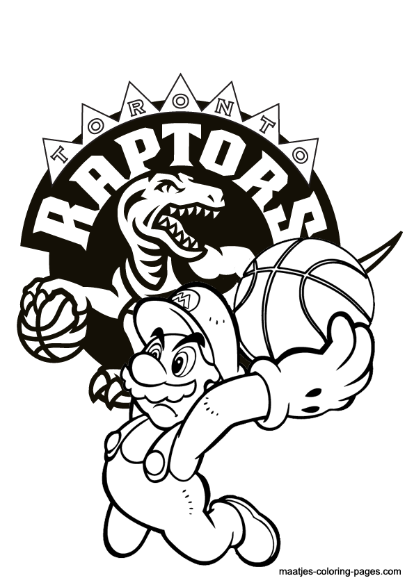 Toronto raptors and super mario nba coloring pages