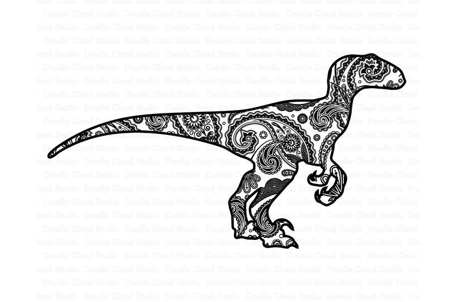 Mandala dinosaur svg raptor mandala svg by doodle cloud studio