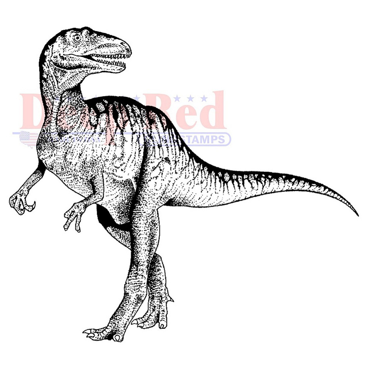 Raptor dinosaur rubber cling stamp