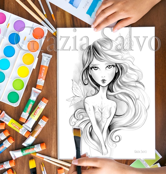 Rapunzel printable coloring page of fairy tales dolls