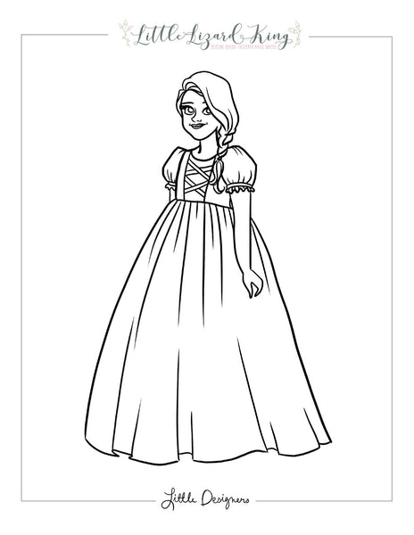 Fairytale magic rapunzel coloring page â little lizard king