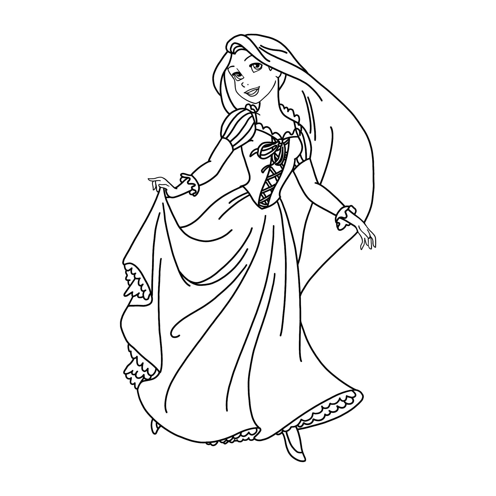 Princess rapunzel tangled digital files svgpngpdfjpeg princess coloring pageskids coloring pages