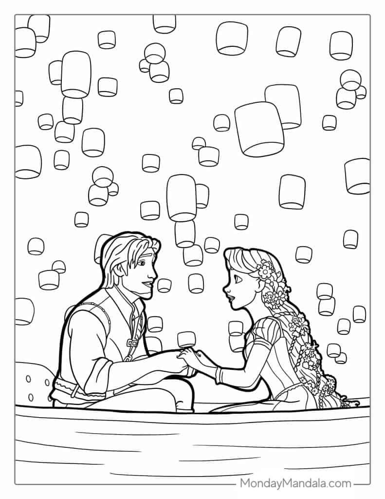 Tangled coloring pages free pdf printables