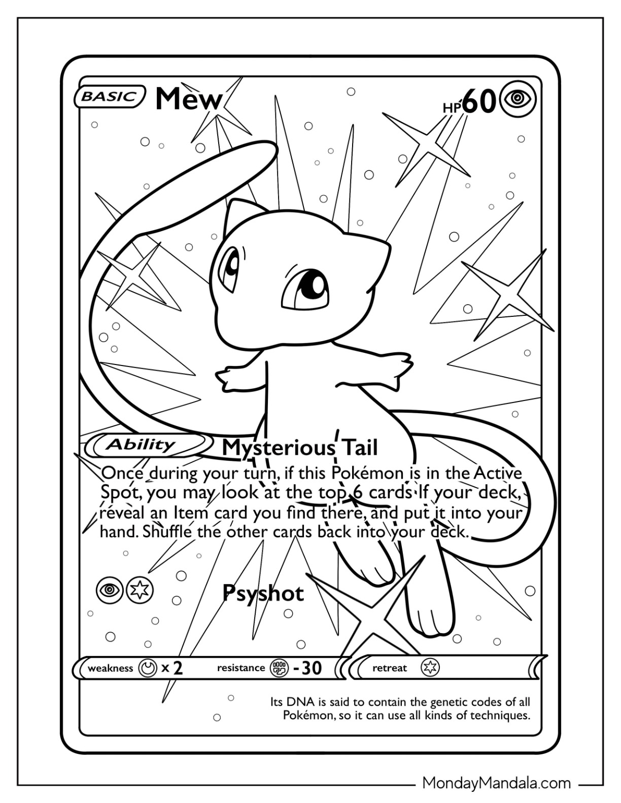 Mew coloring pages free pdf printables