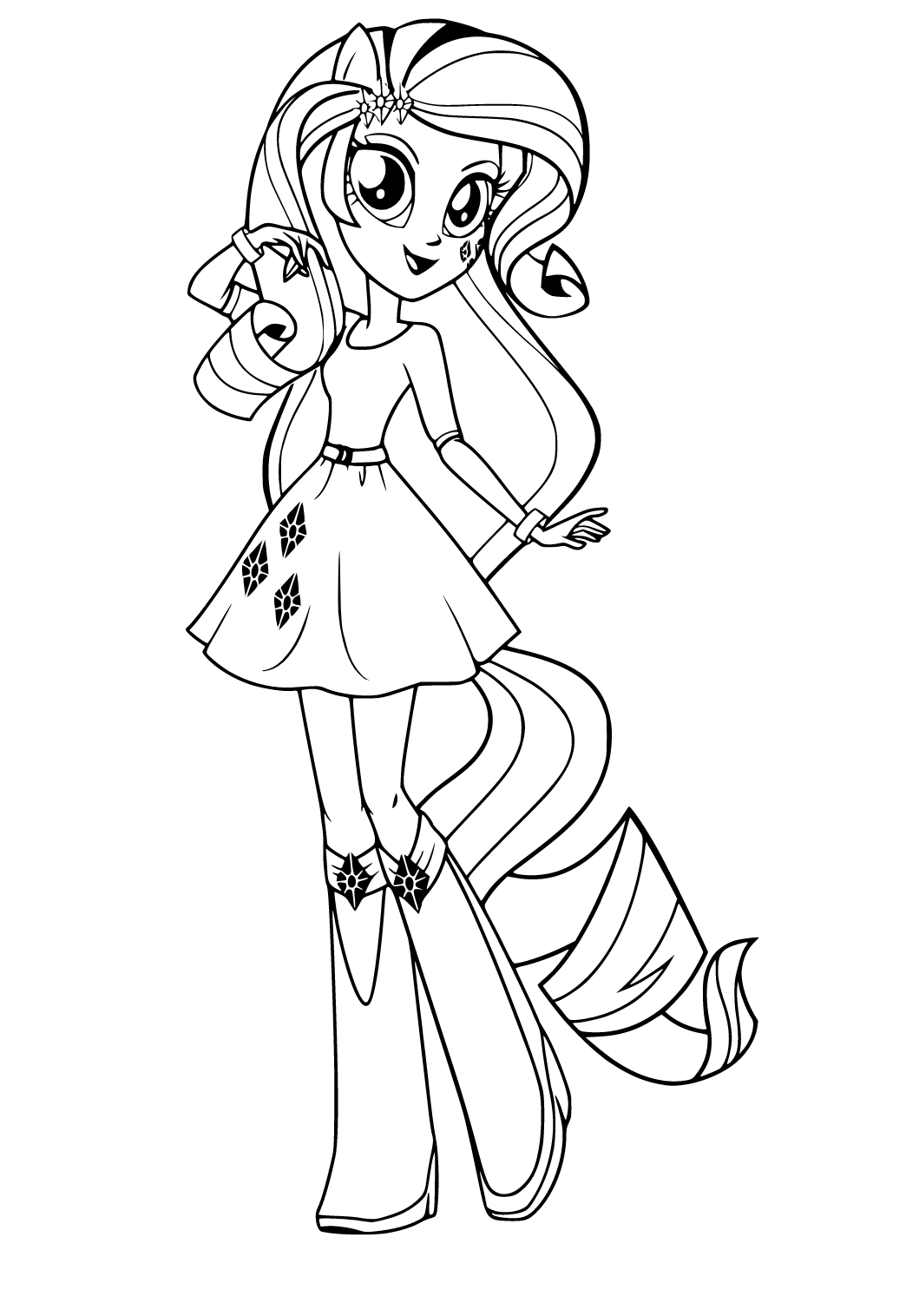 Free printable equestria girls rarity coloring page sheet and picture for adults and kids girls and boys