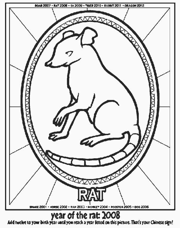 Year of the rat coloring page