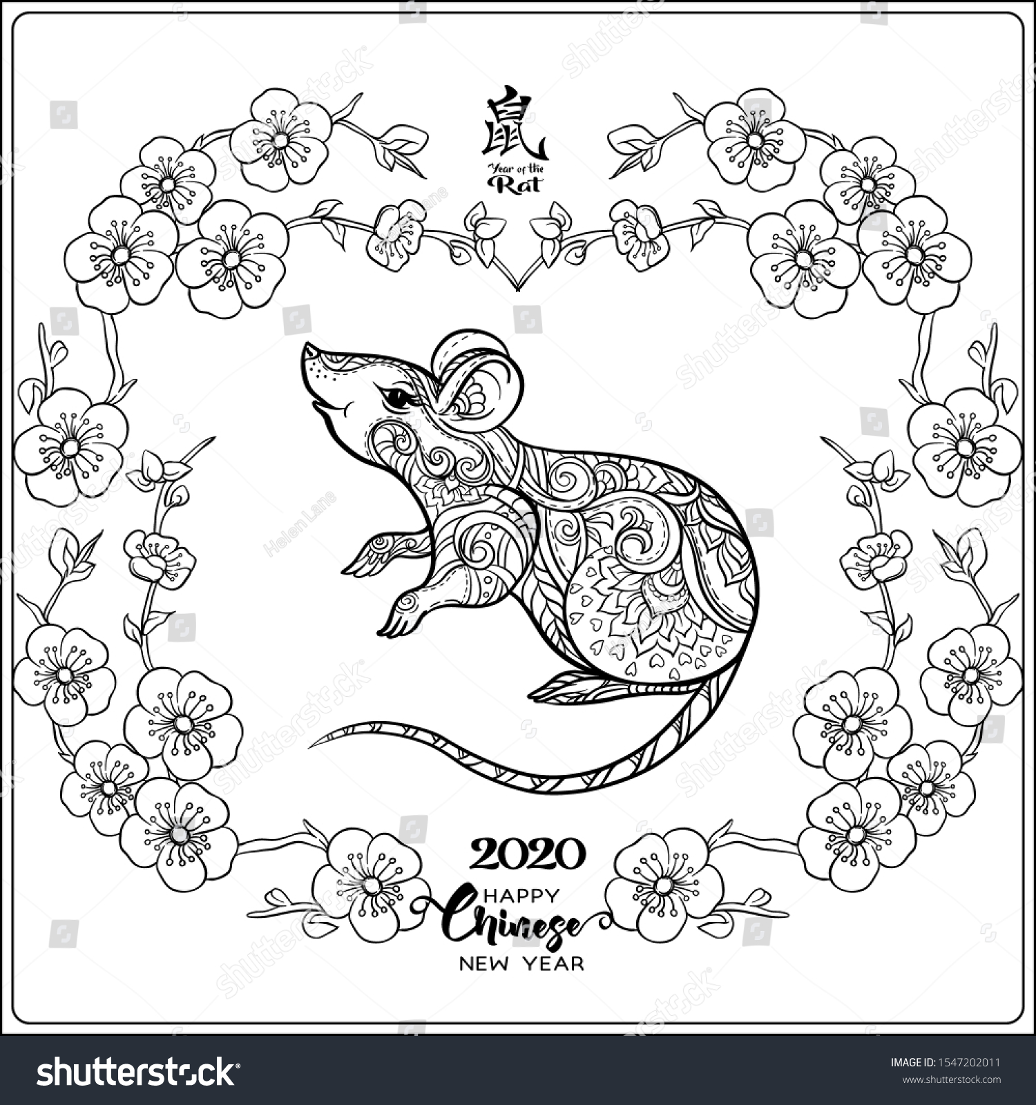 Mouse rat coloring page adult coloring stock vector royalty free