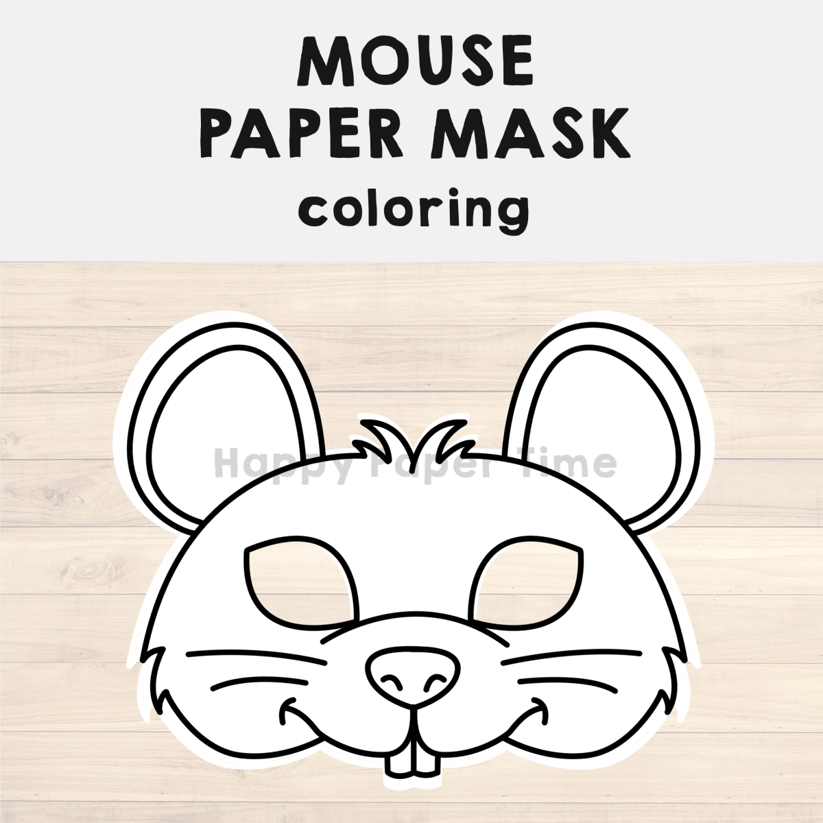 Mouse paper mask printable woodland forest animal coloring craft activity made by teachers