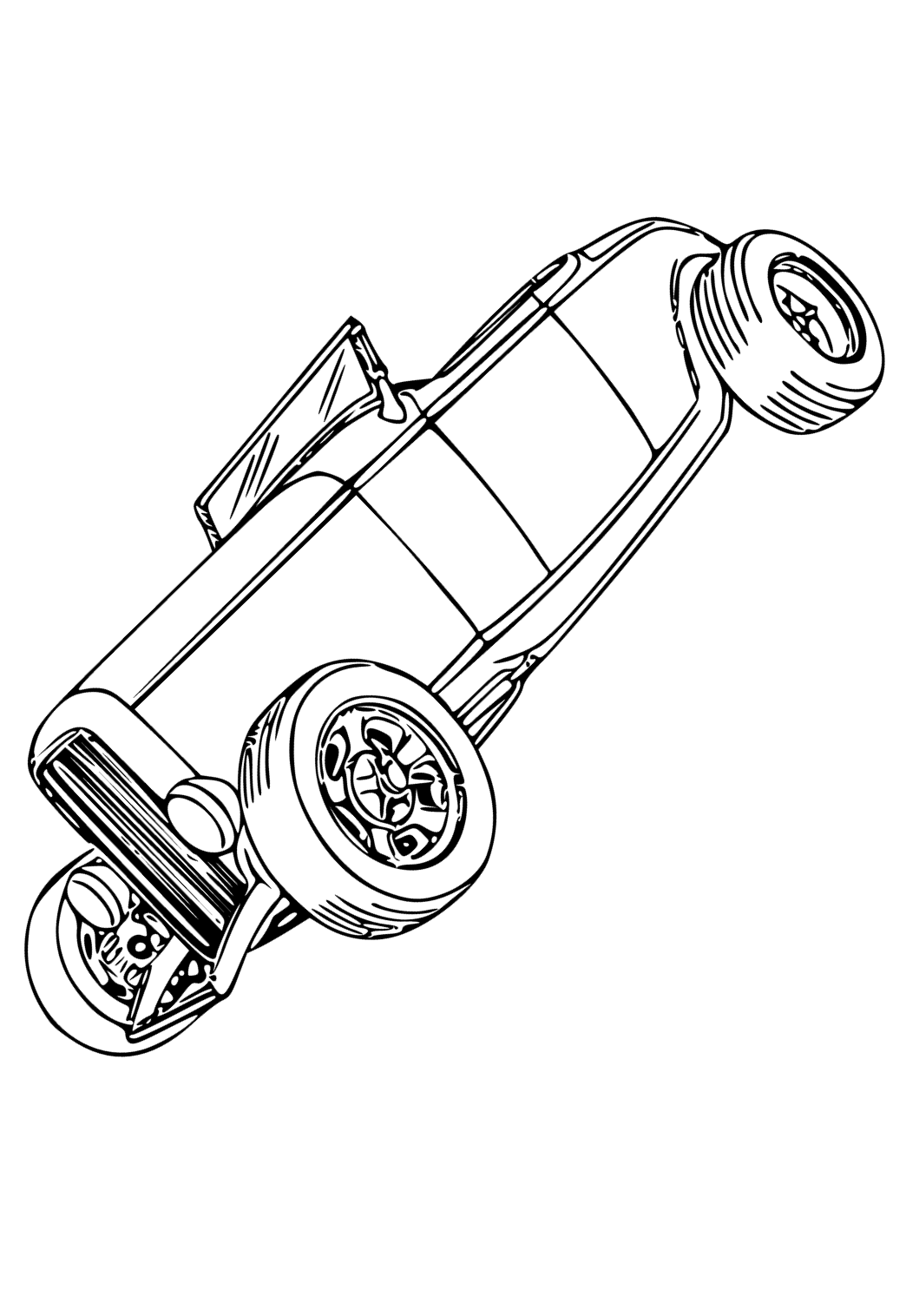 Free printable hot rod cabriolet coloring page for adults and kids