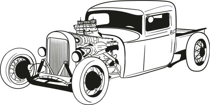 Cartoon hot rodcartoon caramerican muscle carhot rat car illustration