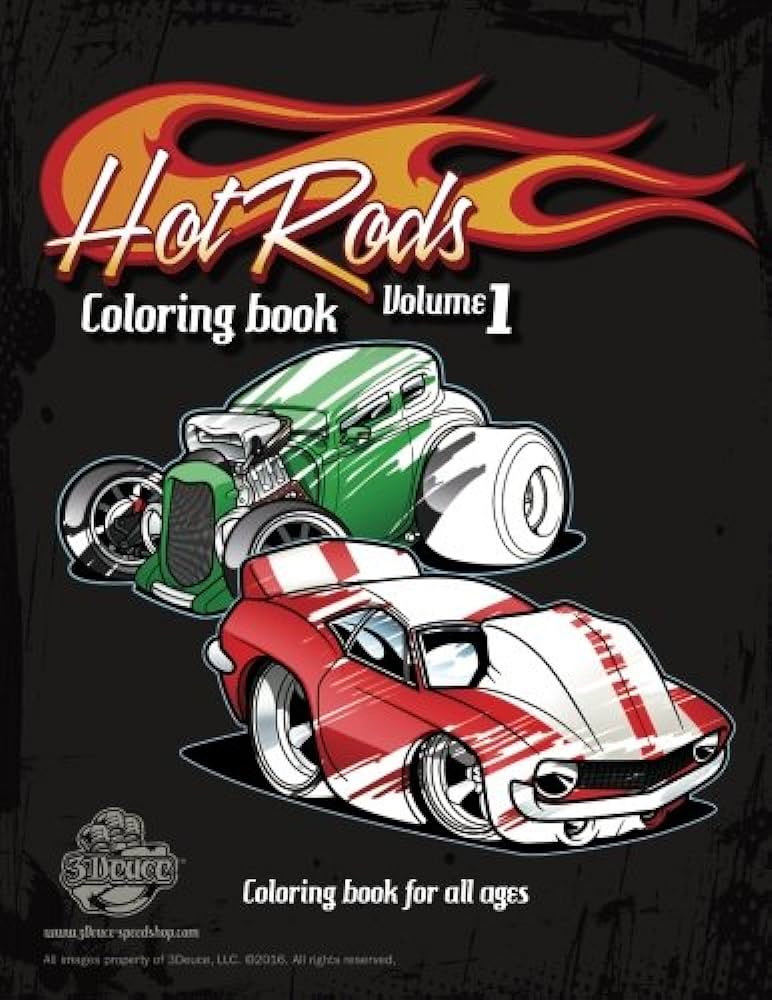 Hot rods coloring book vol cartoon coloring book for all ages burdeski dan books