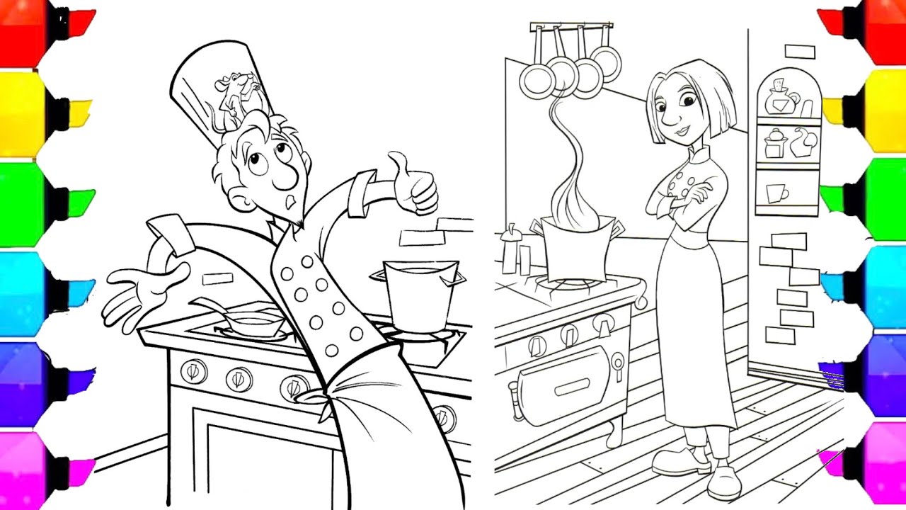 Ratatouille coloring pages how to color alfredo linguini remy colette tatou ncs music