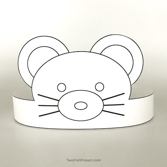 Mouse coloring costume mask for kids mouse ears headbandhat imaginative play birthday party paper crown printable diy rat costume mask download now
